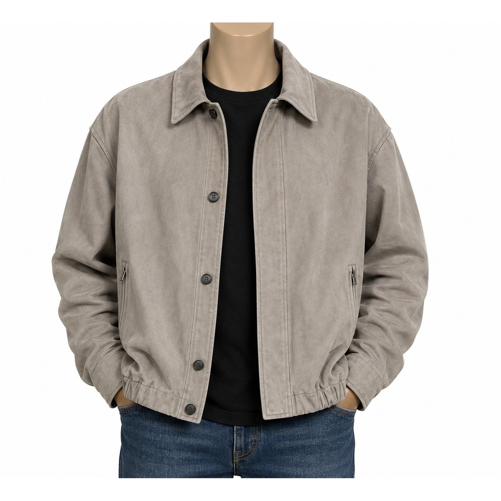 Weatherproof Garment Company Mens Tan Faux Suede Bomber Jacket Small Zip Front